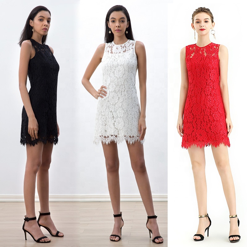 ND097  Odm   Summer High Quality Fashion Elegant Short Mesh Career Evening Casual Dress