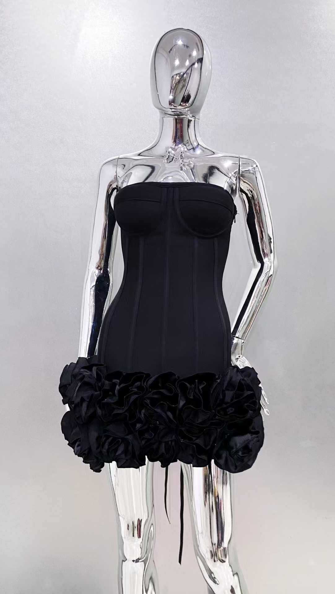 Fashion Prom Strapless Bandage Evening Luxury Birthday Party Outfits Red Flower Wedding  Dress Manufacturer Women Gowns