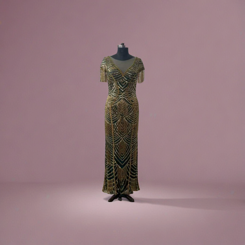 New Design Women High Neck Mid Length Mermaid Evening Dress High Waist Long Sleeve Shiny Sequin Cotton Party Dress