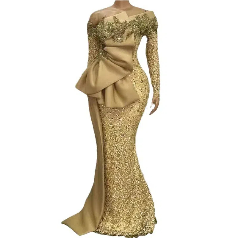 Elegant Mermaid Luxury Evening Dress Long Sleeves Wedding Party Gowns for Women  Price
