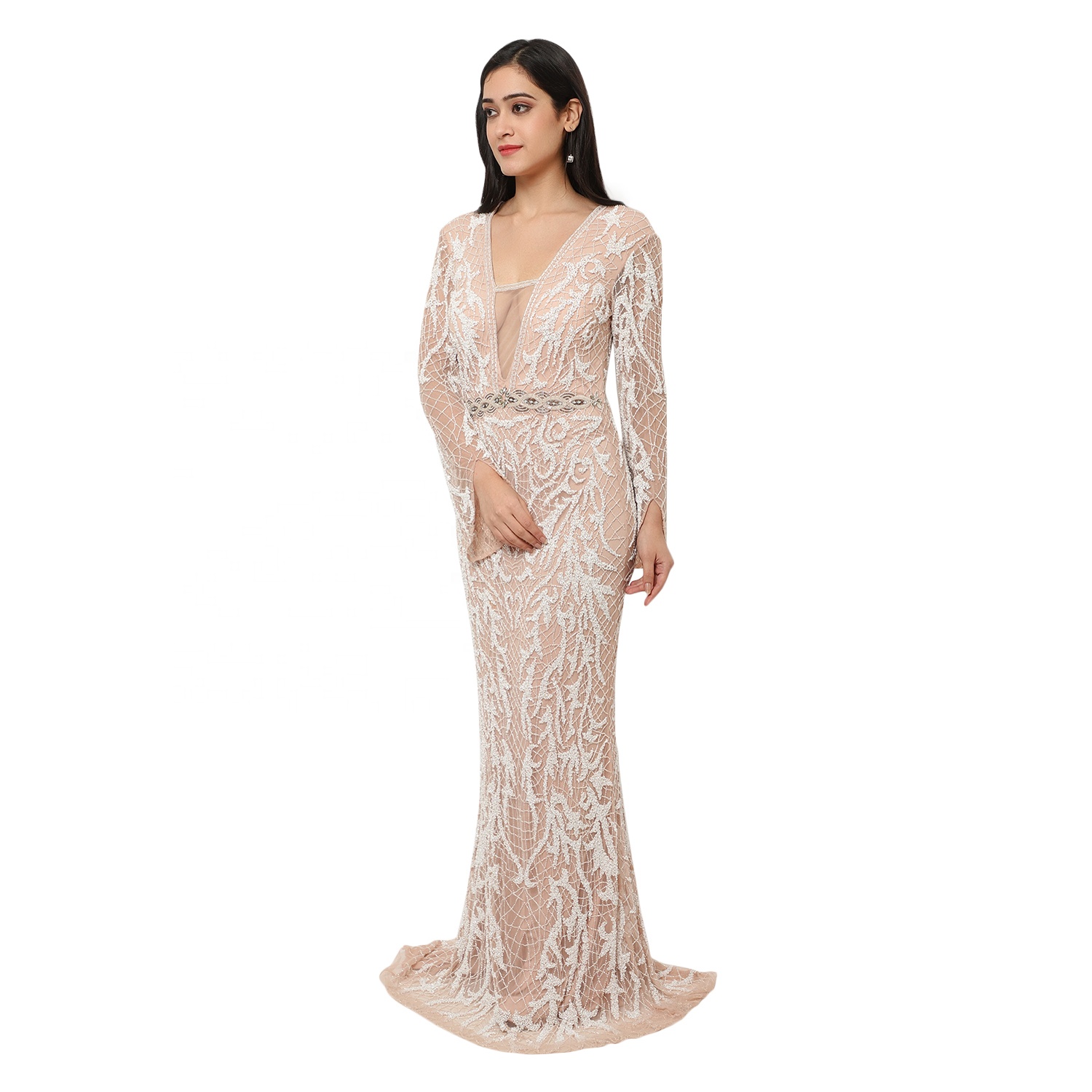 Long Sleeve Club Evening Dress 2021 Latest Design Women Dress Gown