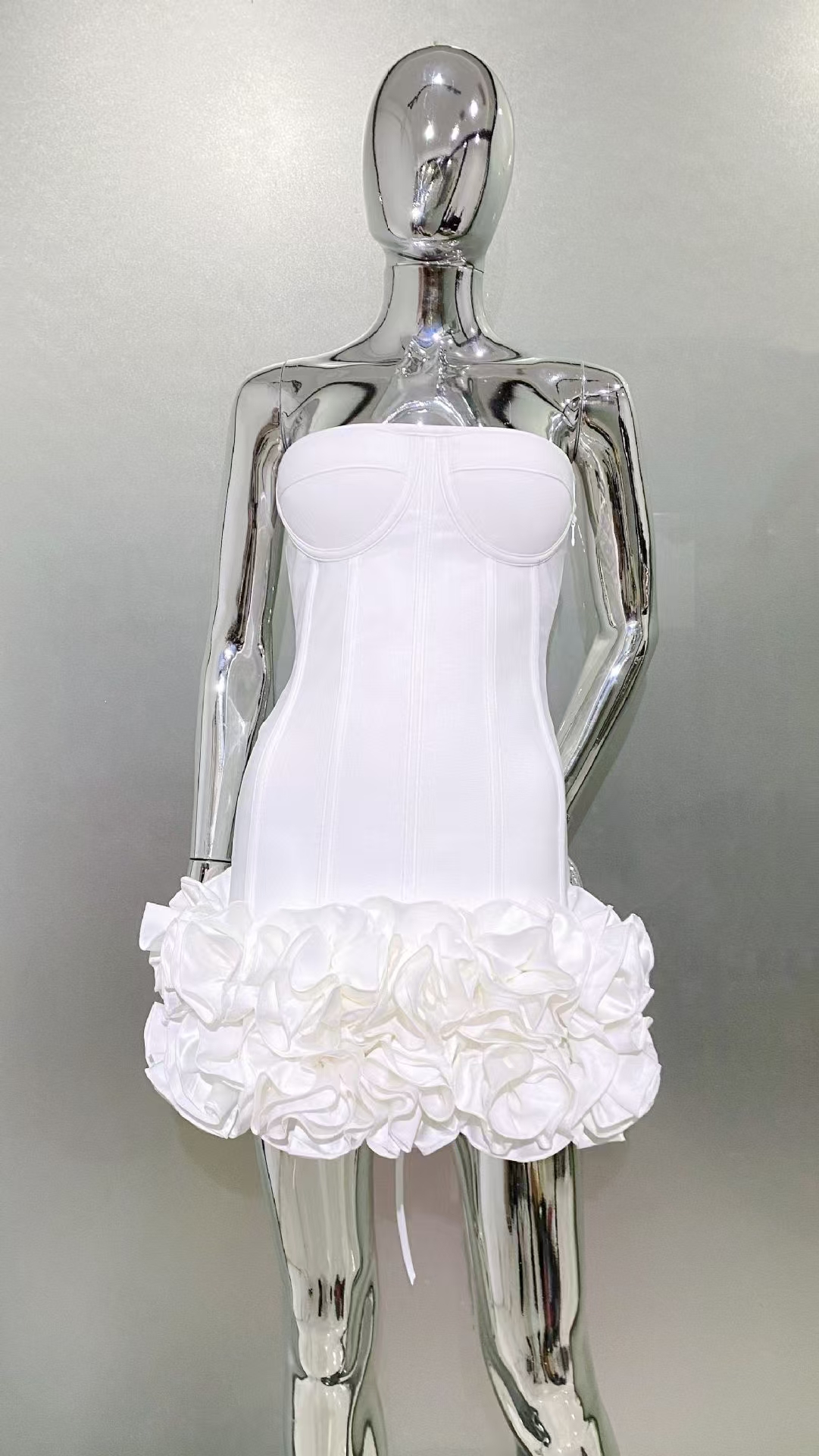 Fashion Prom Strapless Bandage Evening Luxury Birthday Party Outfits Red Flower Wedding  Dress Manufacturer Women Gowns