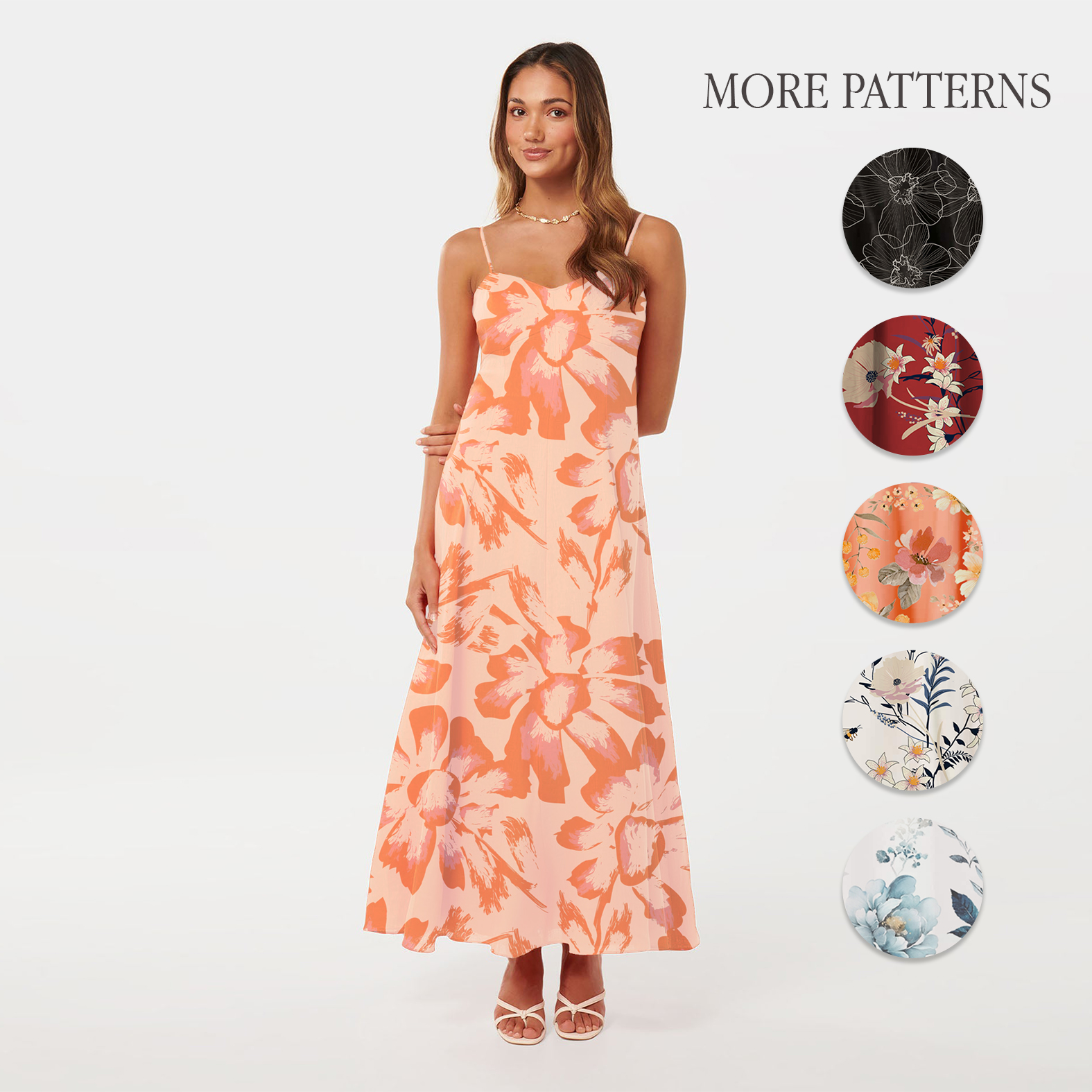 New Arrivals Spring Summer Casual Sleeveless Women's Wear Floral Printed Sun Dresses Linen Long Dress