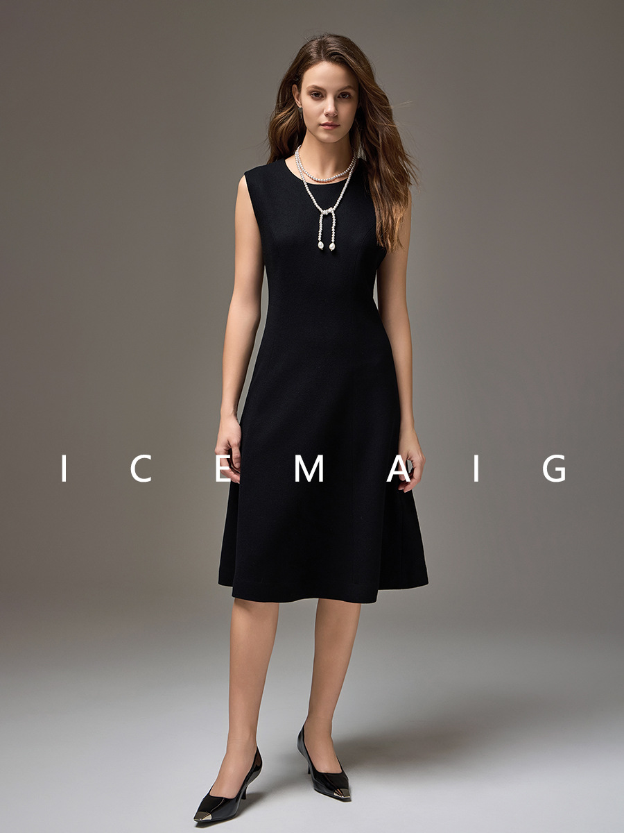 Dropshipping ROW Wind Full Wool Sundress 2024 Autumn/winter Round Neck Sleeveless Minimalist Dress Senior Style Dress C96