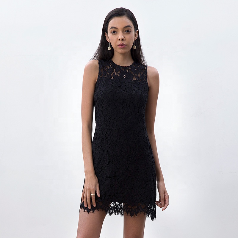 ND097  Odm   Summer High Quality Fashion Elegant Short Mesh Career Evening Casual Dress