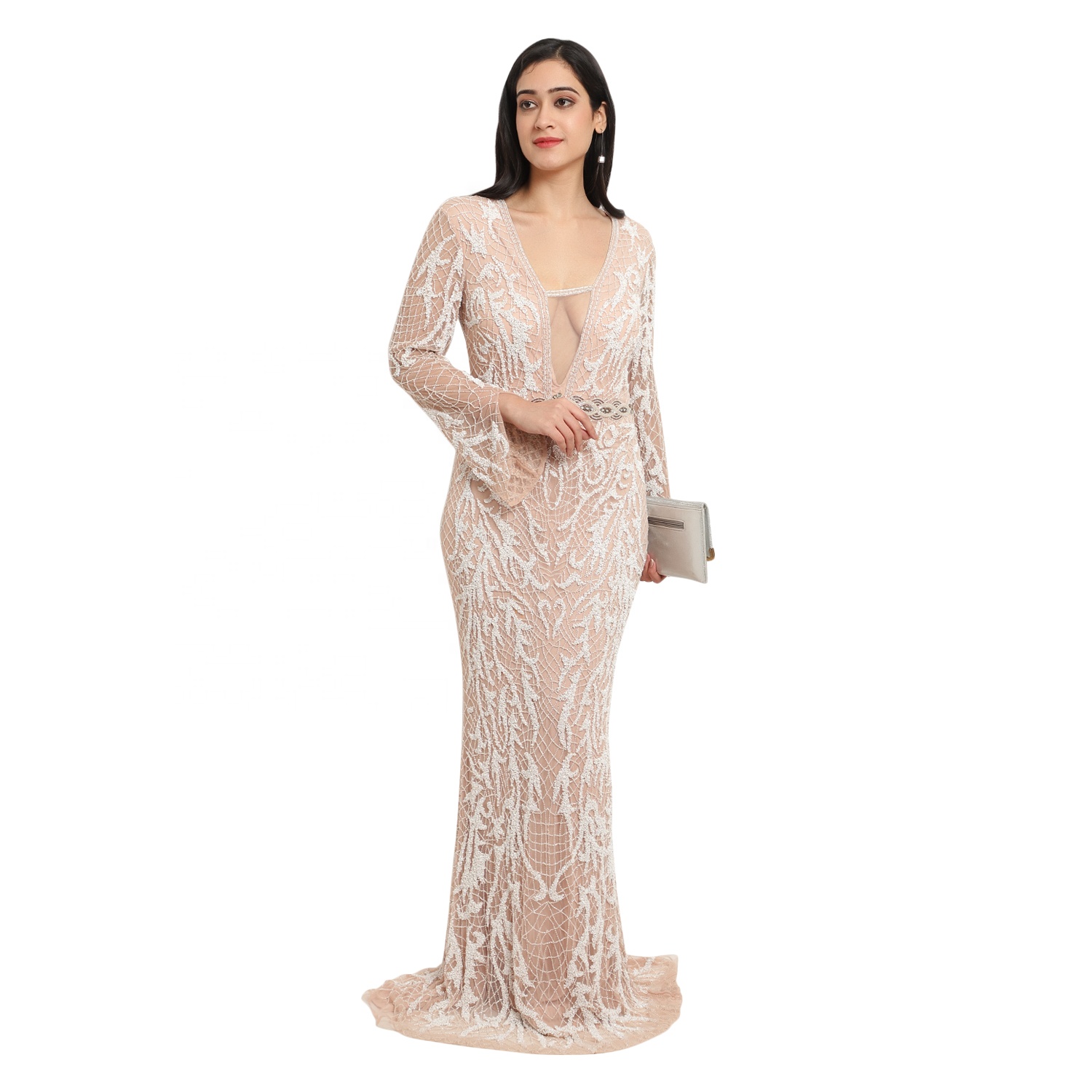 Long Sleeve Club Evening Dress 2021 Latest Design Women Dress Gown